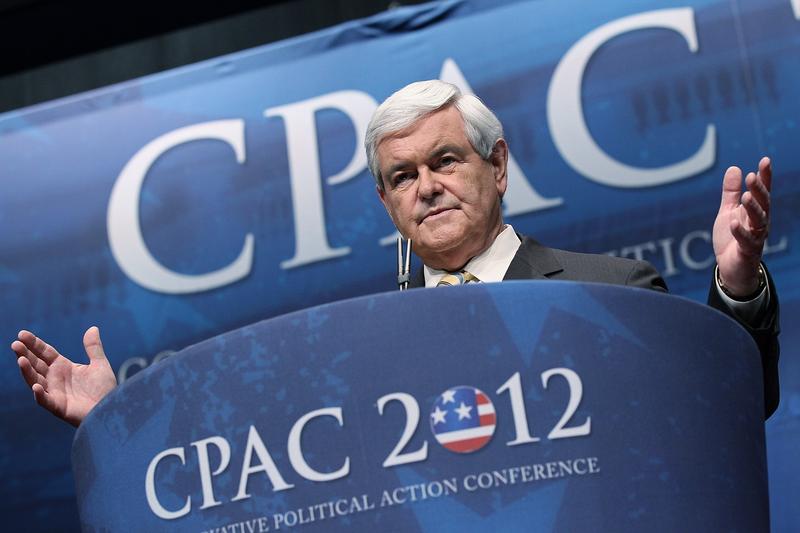 Newt Gingrich addresses the 2012 Conservative Political Action Conference in Washington, DC.